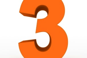 The number 3, in orange against a white background.