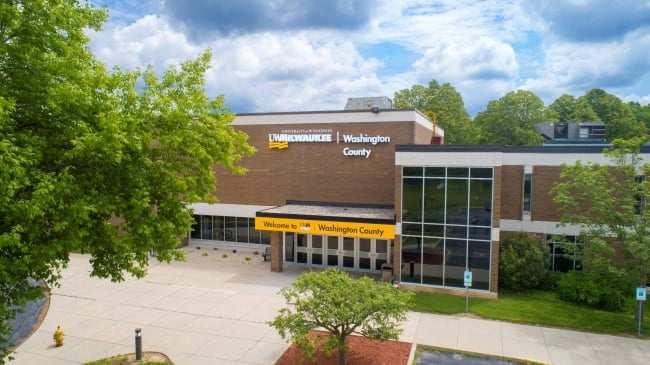 The exterior of UW-Milwaukee at Washington County's campus building